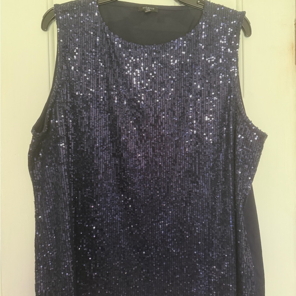 Talbots Navy Sequin Sleeveless Tank